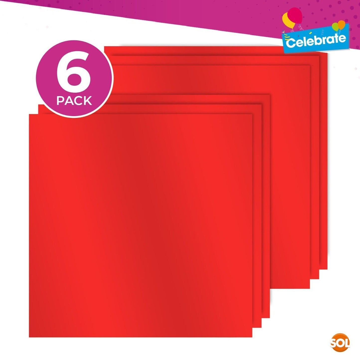 Red Plastic Table Covers | Square Disposable Party Cloth | 6 Pack