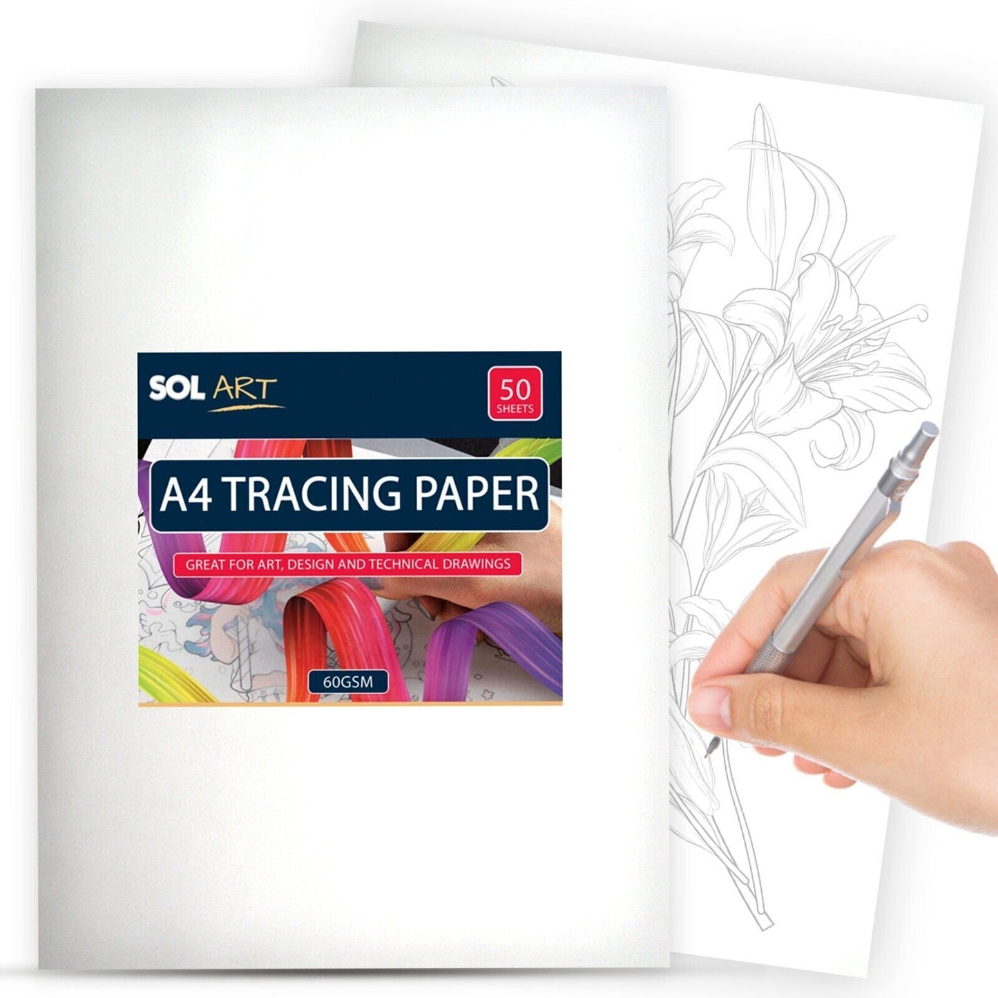 Tracing Paper Sheets | A4 60GSM Translucent Drawing & Art | 50 Sheets