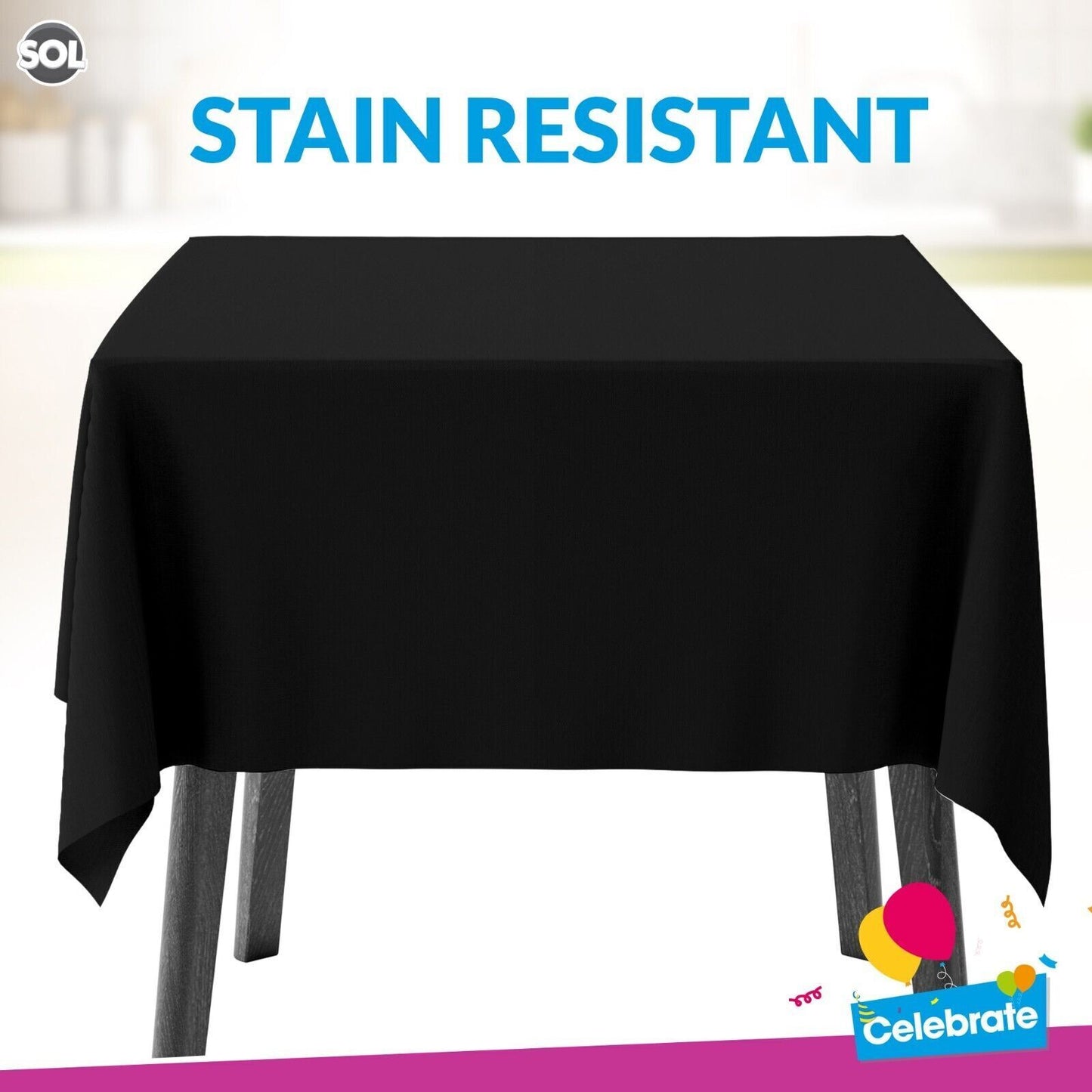 Black Plastic Table Covers | Disposable Wipe Clean | 6 Pack