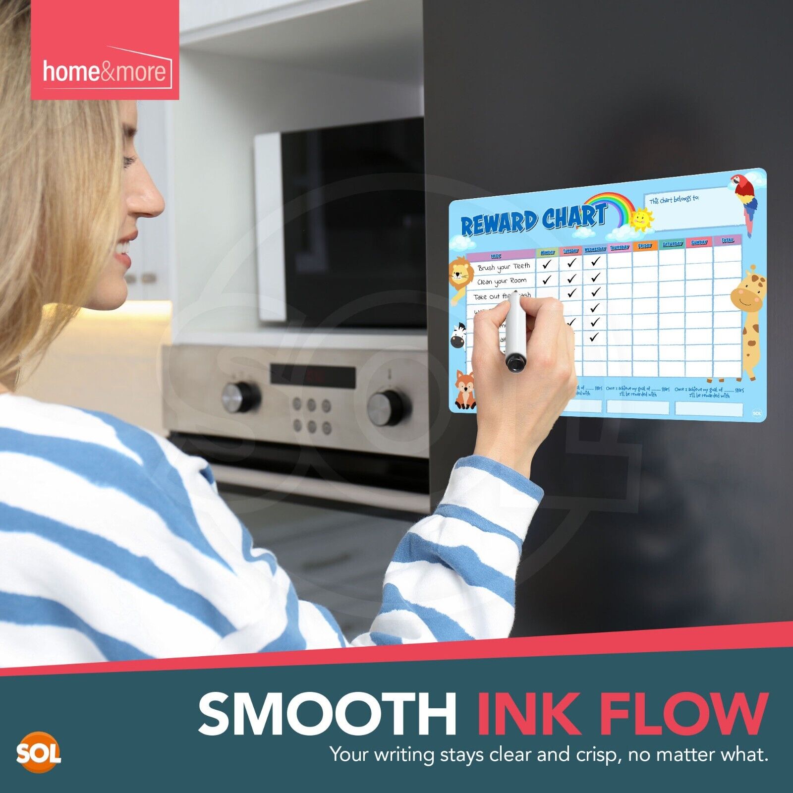 2pk Magnetic Reward Chart Reusable Behaviour Chore For Kids Children + Wipe Pens