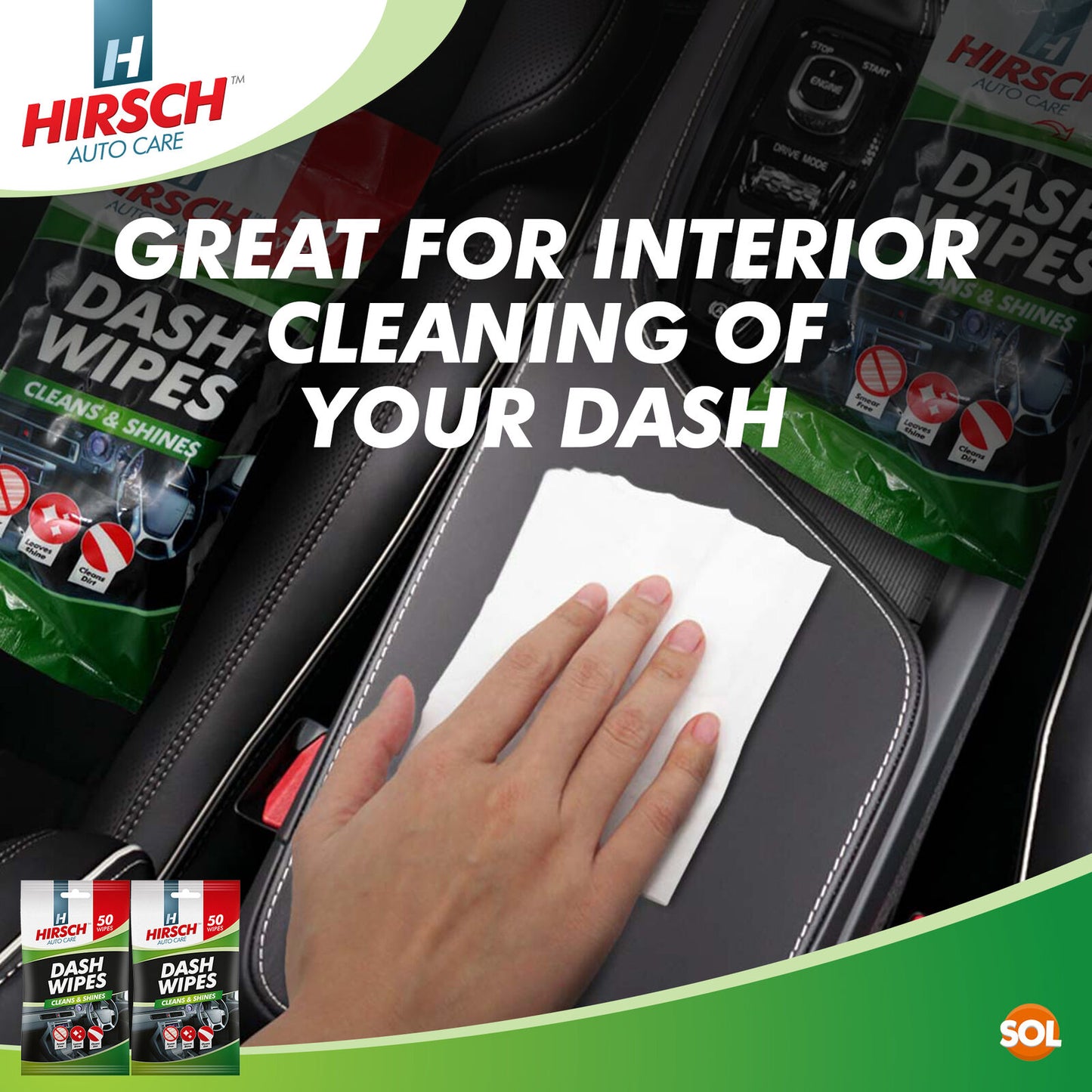 Car Dash Wipes | Gloss Interior Dashboard Cleaner | 200 Pack