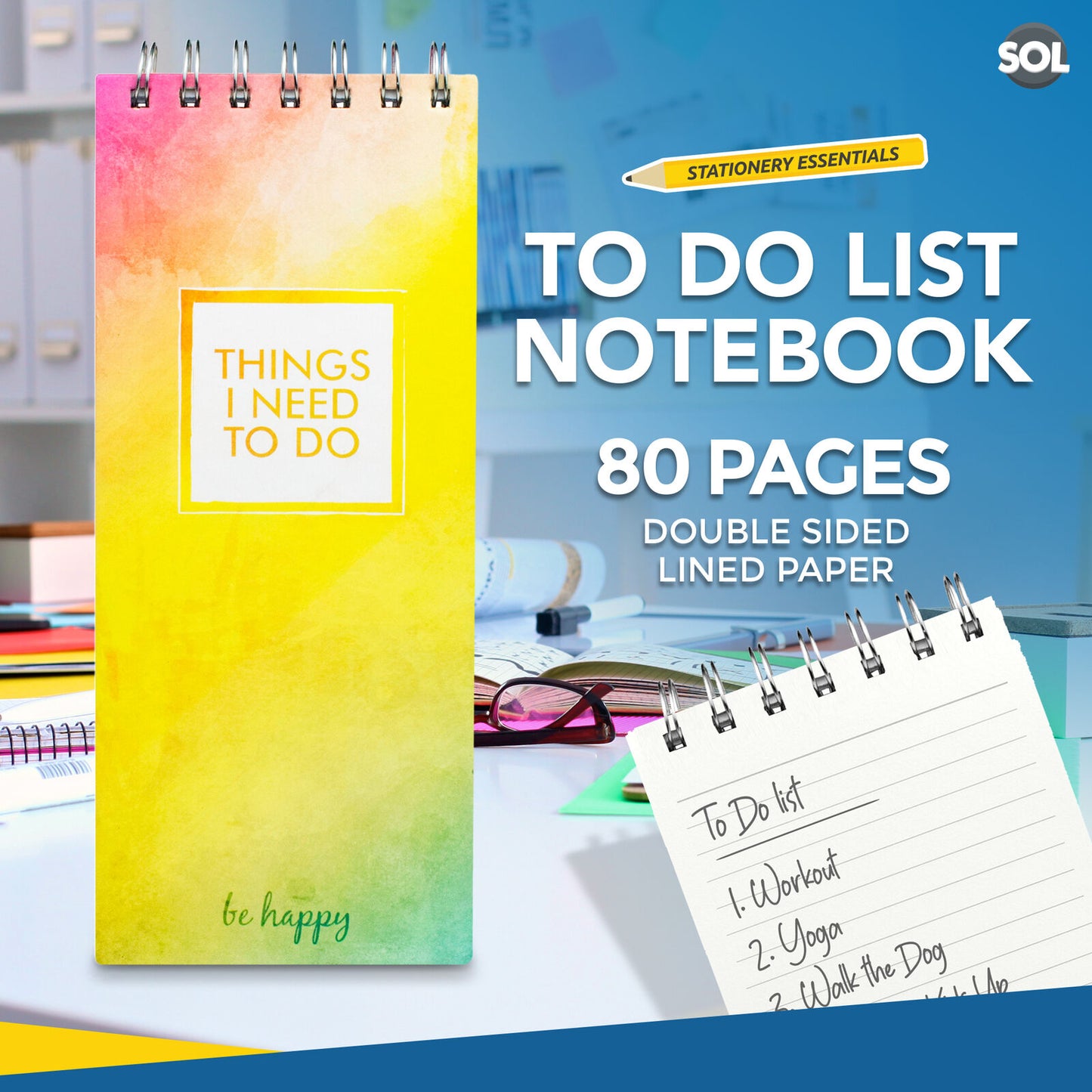 Things To Do List Pad Hardback | Weekly Planner Notebook | 80 Sheets