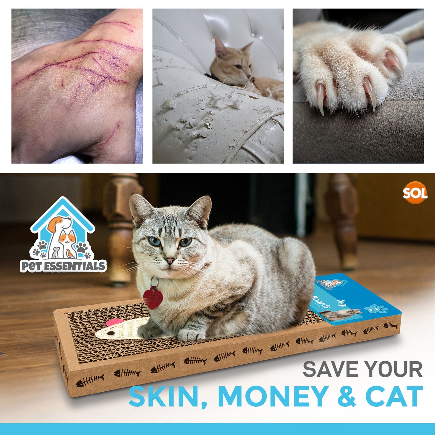 Cat Scratcher Pads | Cardboard Mat Bed & Toy | 2 Pack