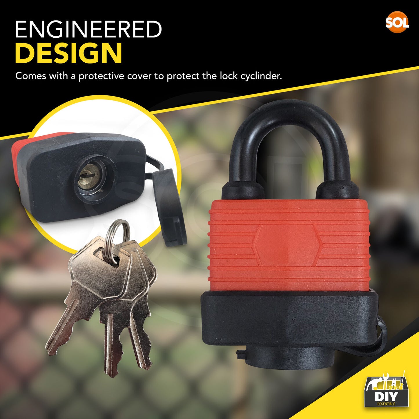 Heavy Duty Weatherproof Padlock 40mm Outdoor Security Iron Lock Shed Safety 3Key