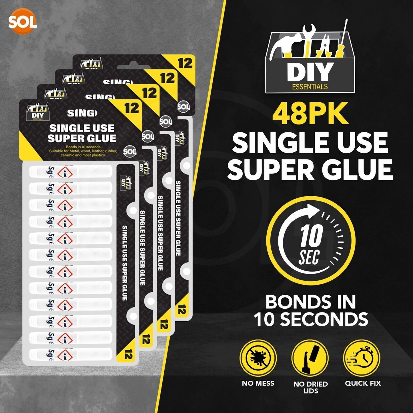 Super Glue | Extra Strong Adhesive for Plastic & Wood | 48 Pack