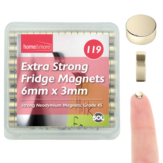 Small Strong 6mm & 3mm Magnets For Fridge & Whiteboard | Neodymium Round | 119 Pack