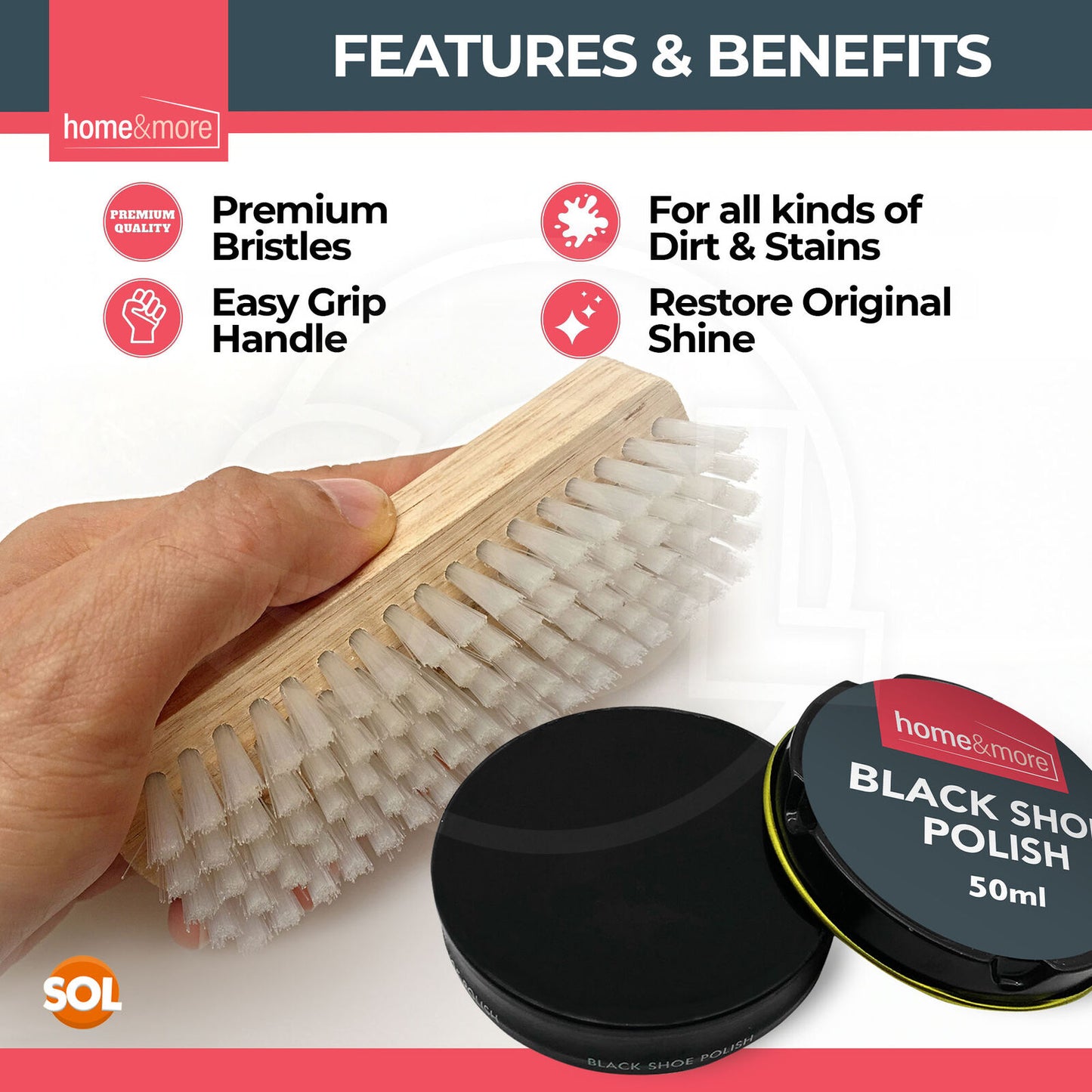 Shoe Brush Set | Leather Shoe Polish Brushes for Black & Brown Shoes | 2 Pack