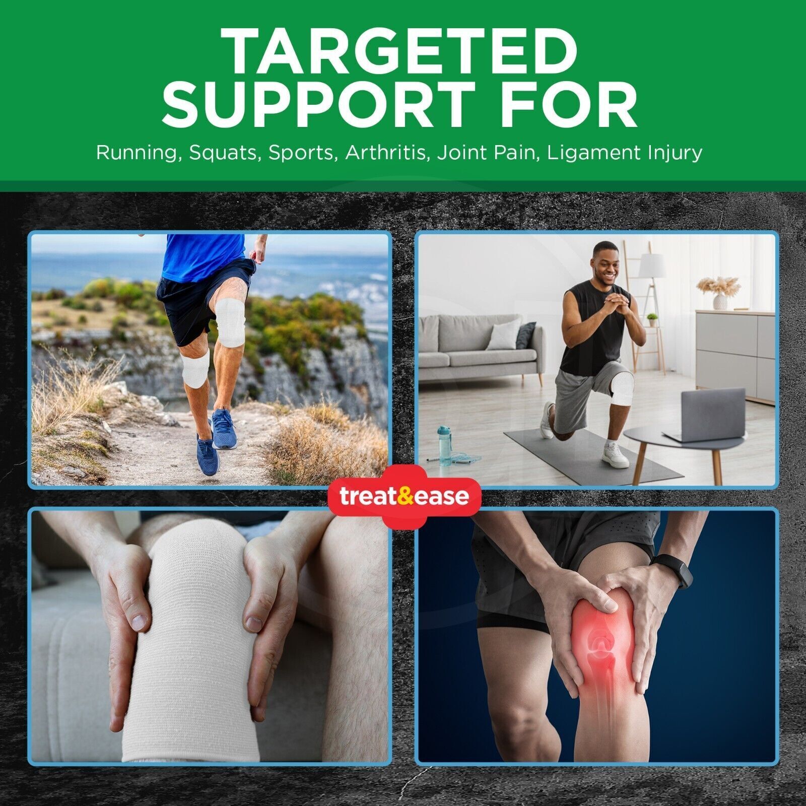 2-4PK Elastic Knee Support Bandage Compression Sleeve Wrap Pair For Pain Relief