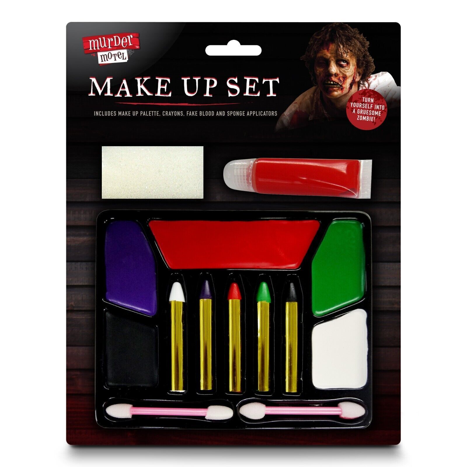 Halloween Zombie Make Up Kit | Horror Face Paint Set | Fake Blood Crayons Sponge