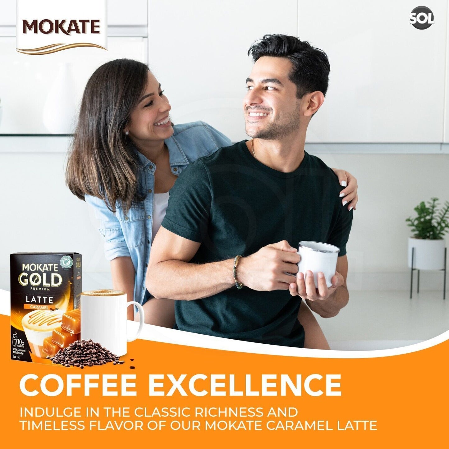 60-120 Mokate Gold Latte Coffee Sachets | Premium Caramel Classic Instant Sticks