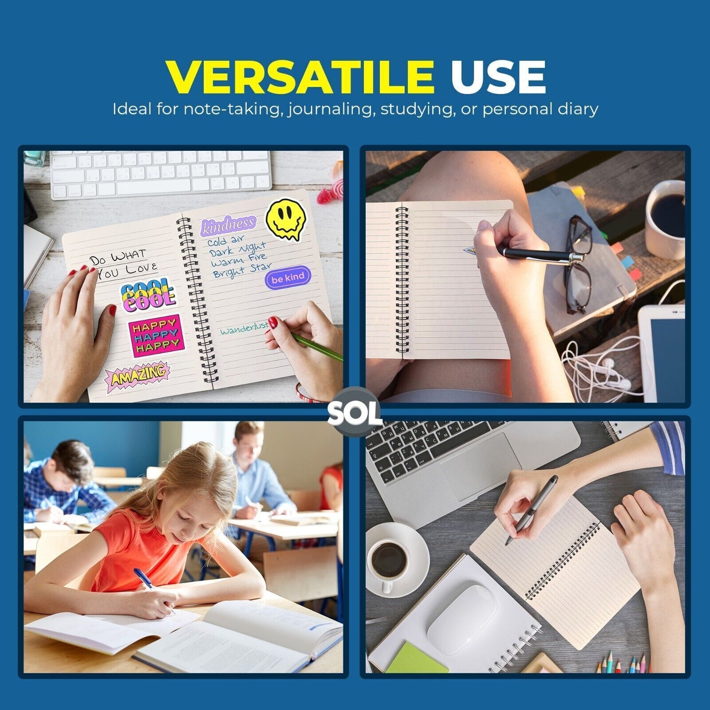 A5 Notebook Spiral Bound Ruled Lined Notepad | 128 Pages School Note Pad