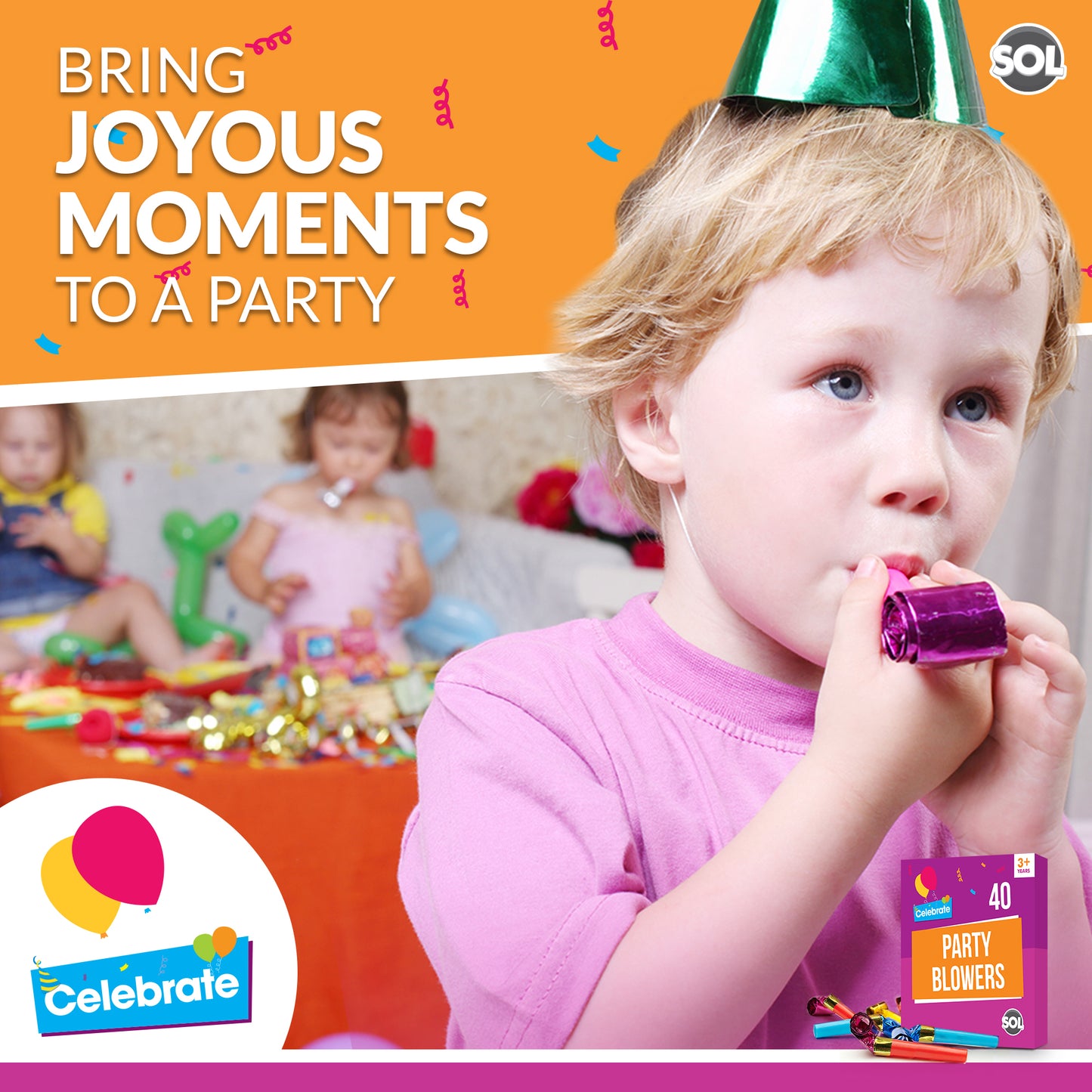 Party Blowers Kids Birthday Loot Bag Filler Horn Blowouts Noise Whistles Toy | 40 Pack