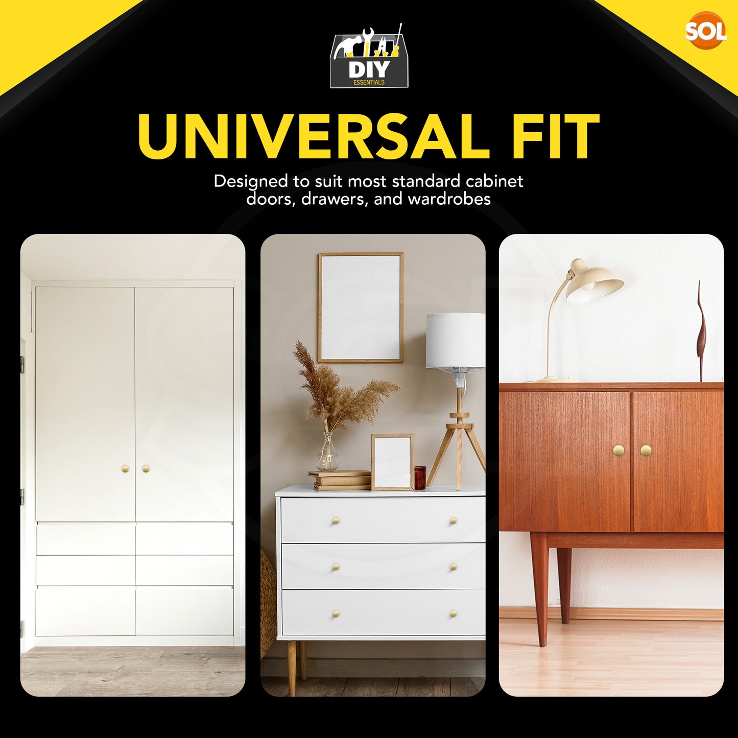 Gold Round Cabinet Knobs | Elegant Brass Drawer Pulls | 4 Pack