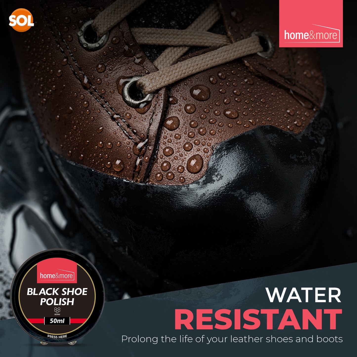 Wax Shoe Polish Black 50ml | Leather Boot Cleaner | 3 Pack