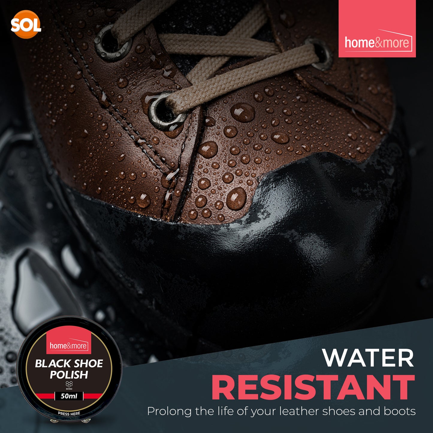 Wax Shoe Polish Black 50ml | Leather Boot Cleaner | 6 Pack