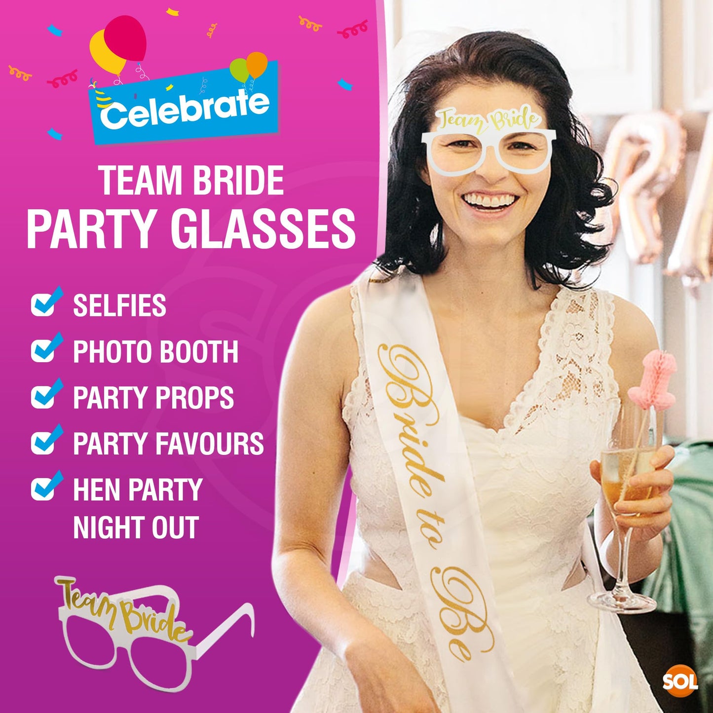 8-32 Hen Party Glasses | Team Bride To Be Hens Do Night Bridal Prop Accessories