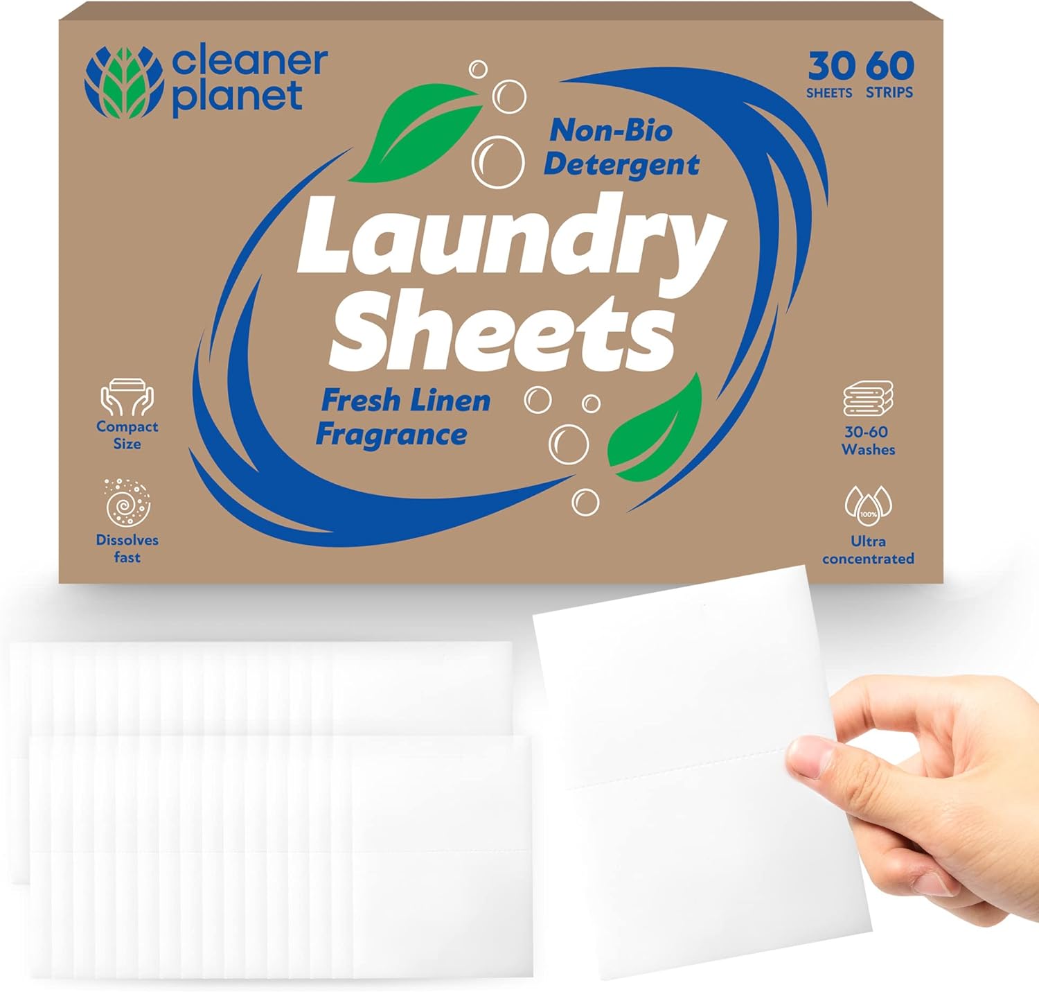 30-60 Laundry Sheets Eco Detergent Clothes Fabric Washing Machine Non Bio Travel