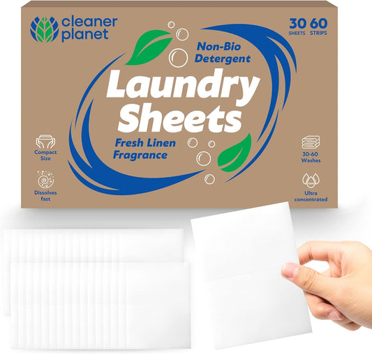 30-60 Laundry Sheets Eco Detergent Clothes Fabric Washing Machine Non Bio Travel