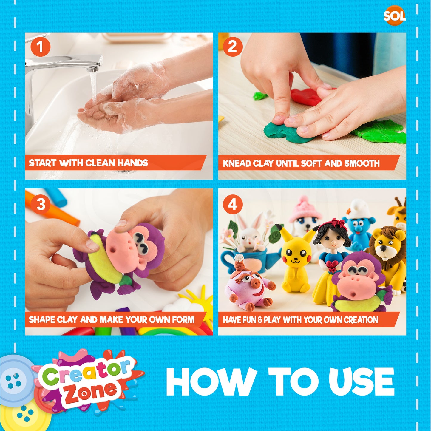 32-64pk Kids Modelling Clay Set 16 Colour Plasticine Putty Strips Children Craft