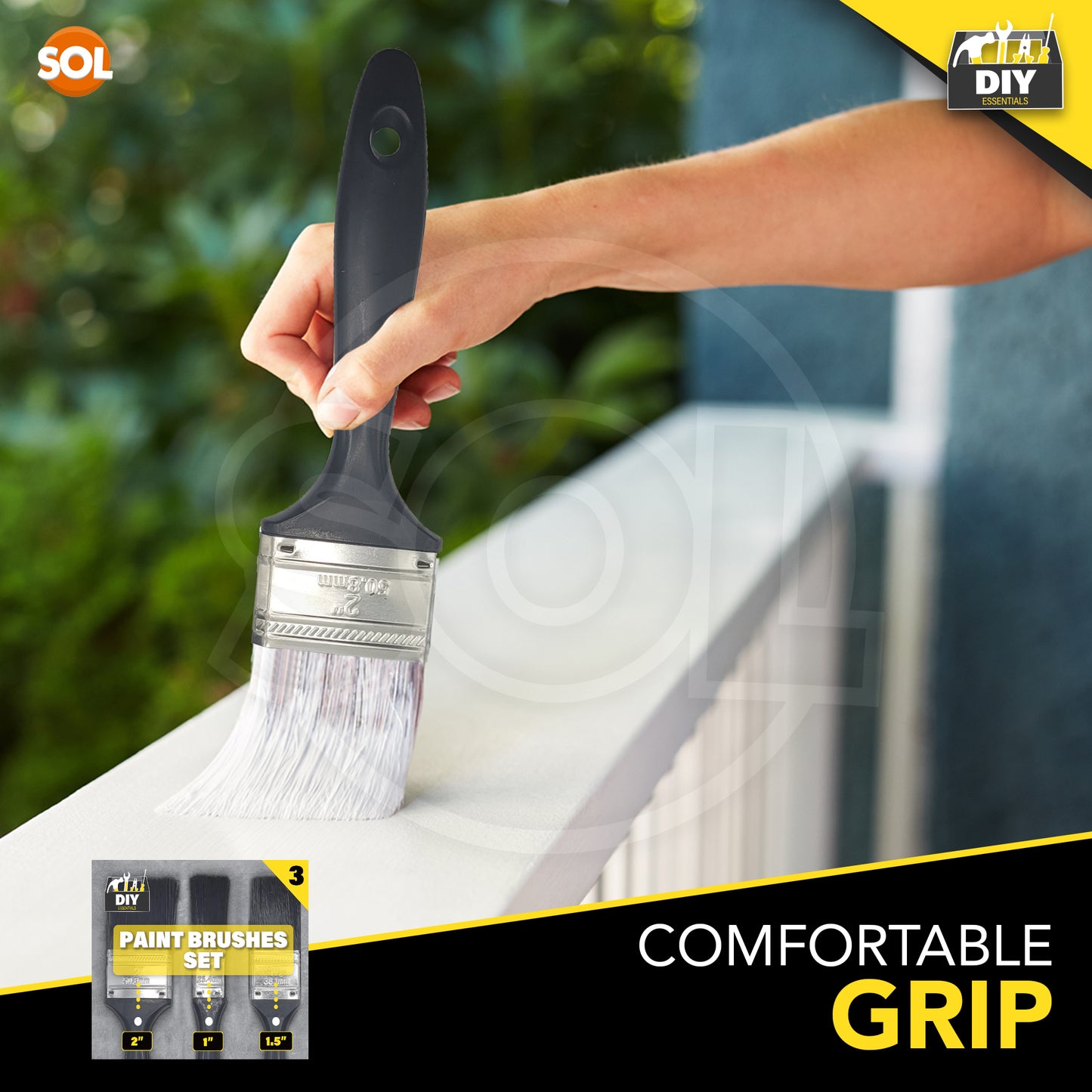 Paint Brush Set 1", 1.5", 2" | Gloss & Wood Furniture | 144 Pack