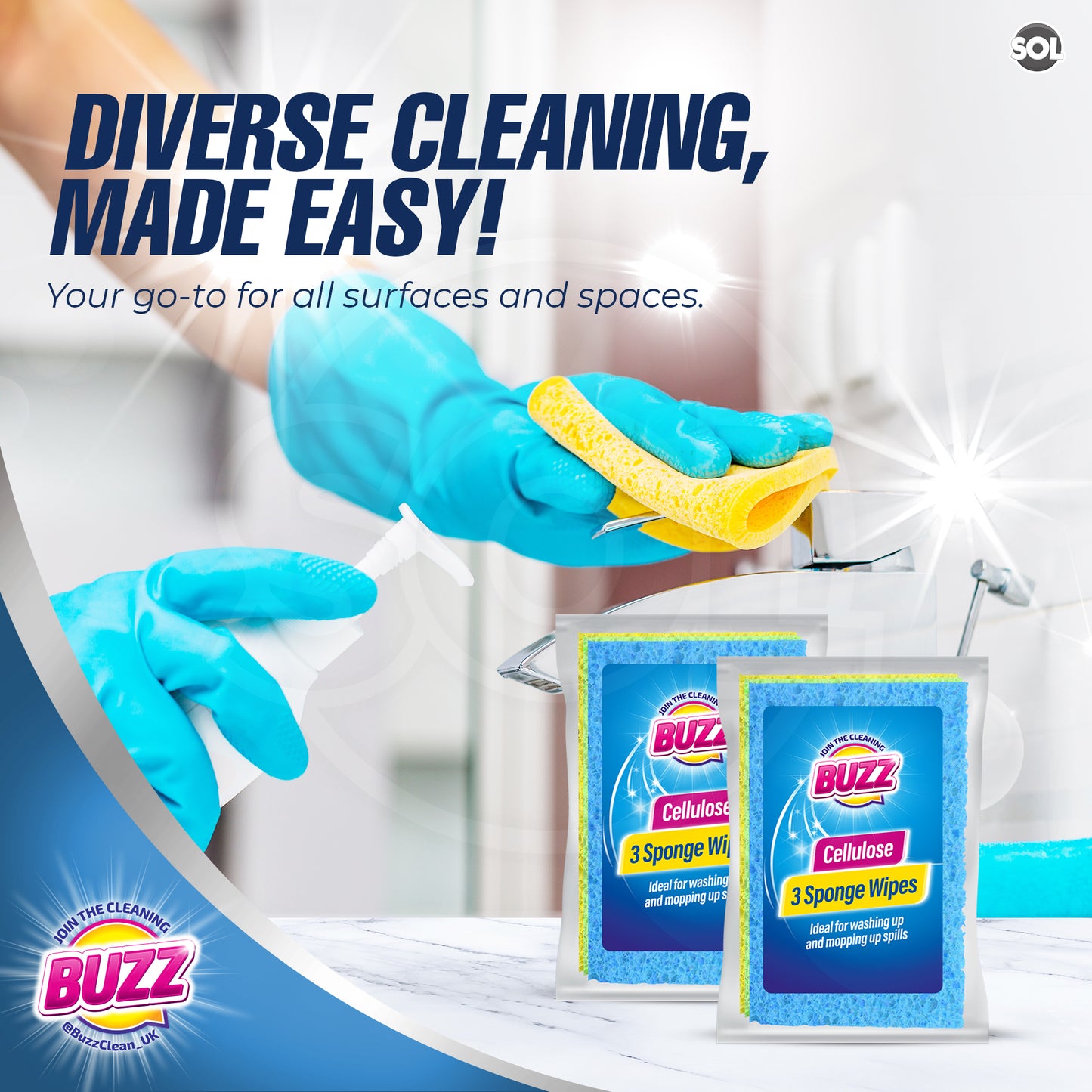 Cellulose Kitchen Sponges | Absorbent Cleaning Pads | 6 Pack