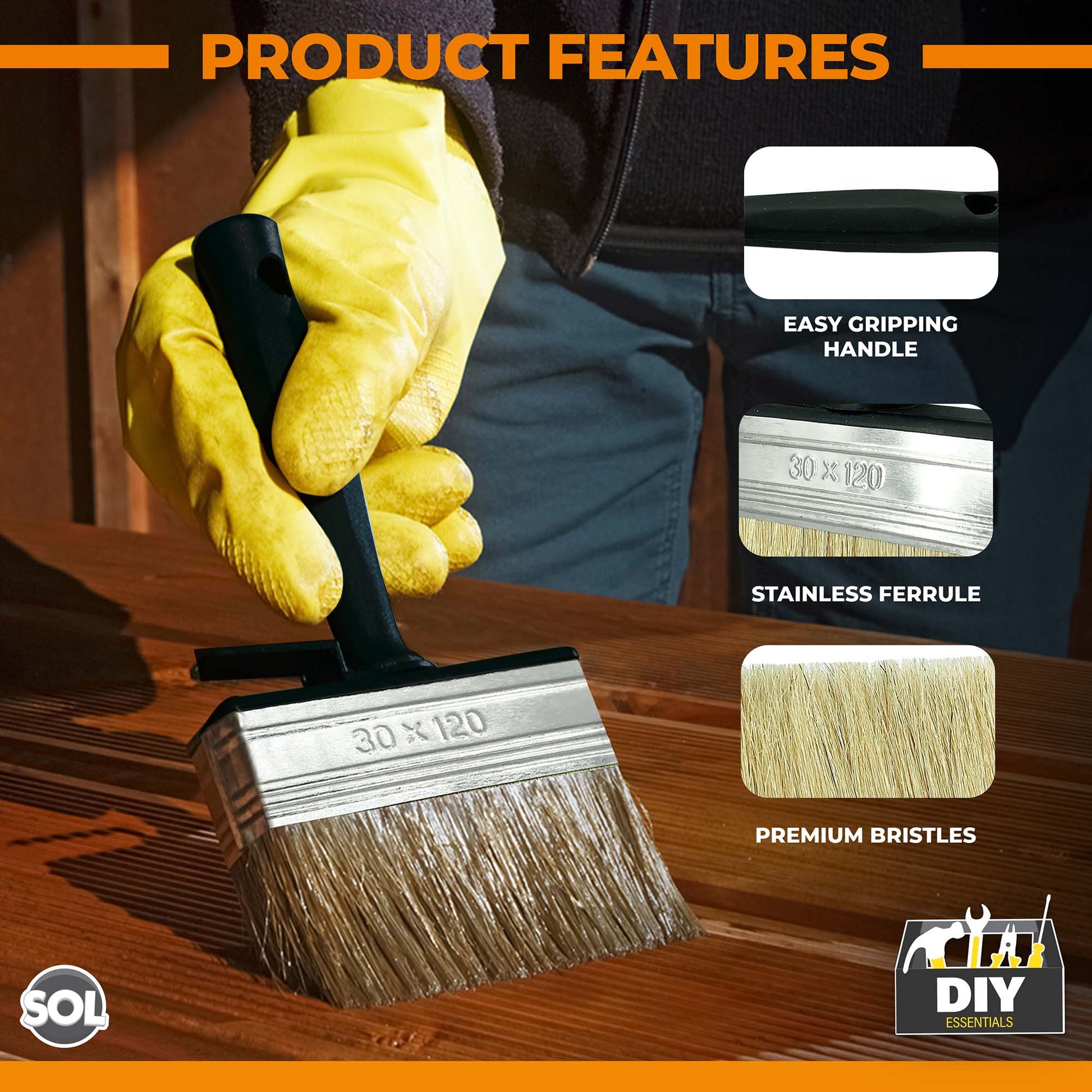 96pk Bulk Fence Paint Brushes - Block Brush Set - Decking Paint Brush - Shed and Fence Brush - Masonry Paint Brush - Wallpaper Brush - Large Paint Brush for Maintenance, Repair and Home Improvement