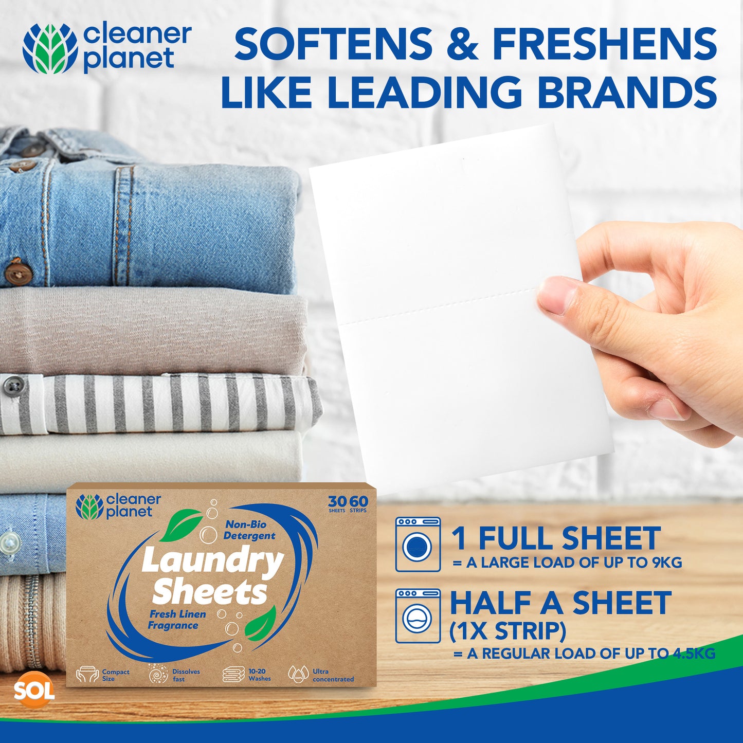 30-60 Laundry Sheets Eco Detergent Clothes Fabric Washing Machine Non Bio Travel
