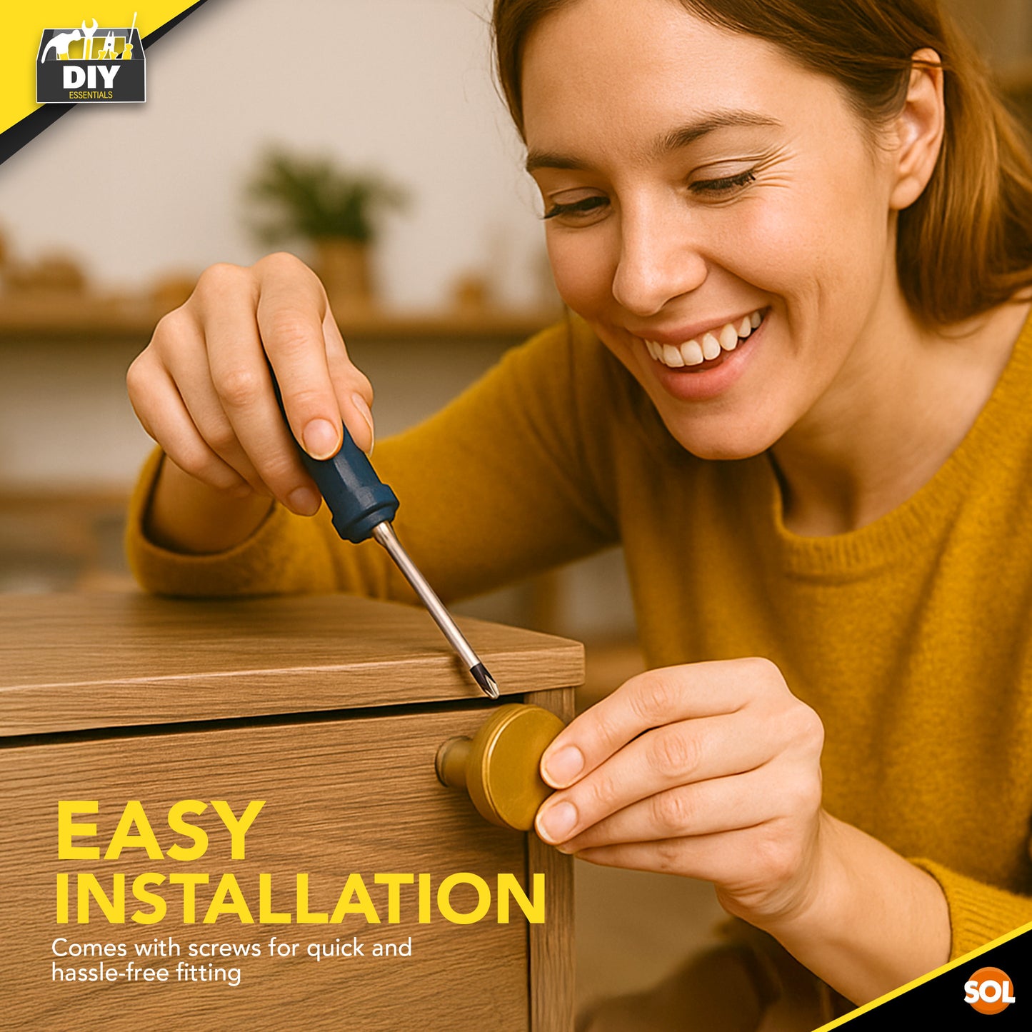 Gold Round Cabinet Knobs | Elegant Brass Drawer Pulls | 4 Pack