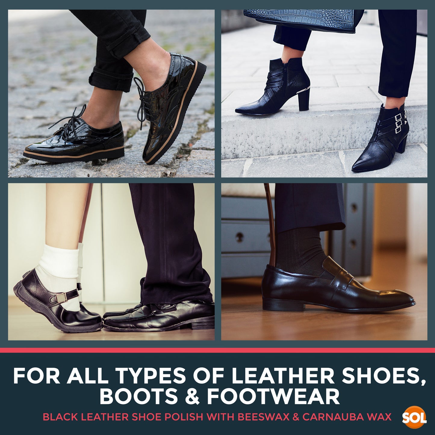 Wax Shoe Polish Black 50ml | Leather Boot Cleaner | 6 Pack