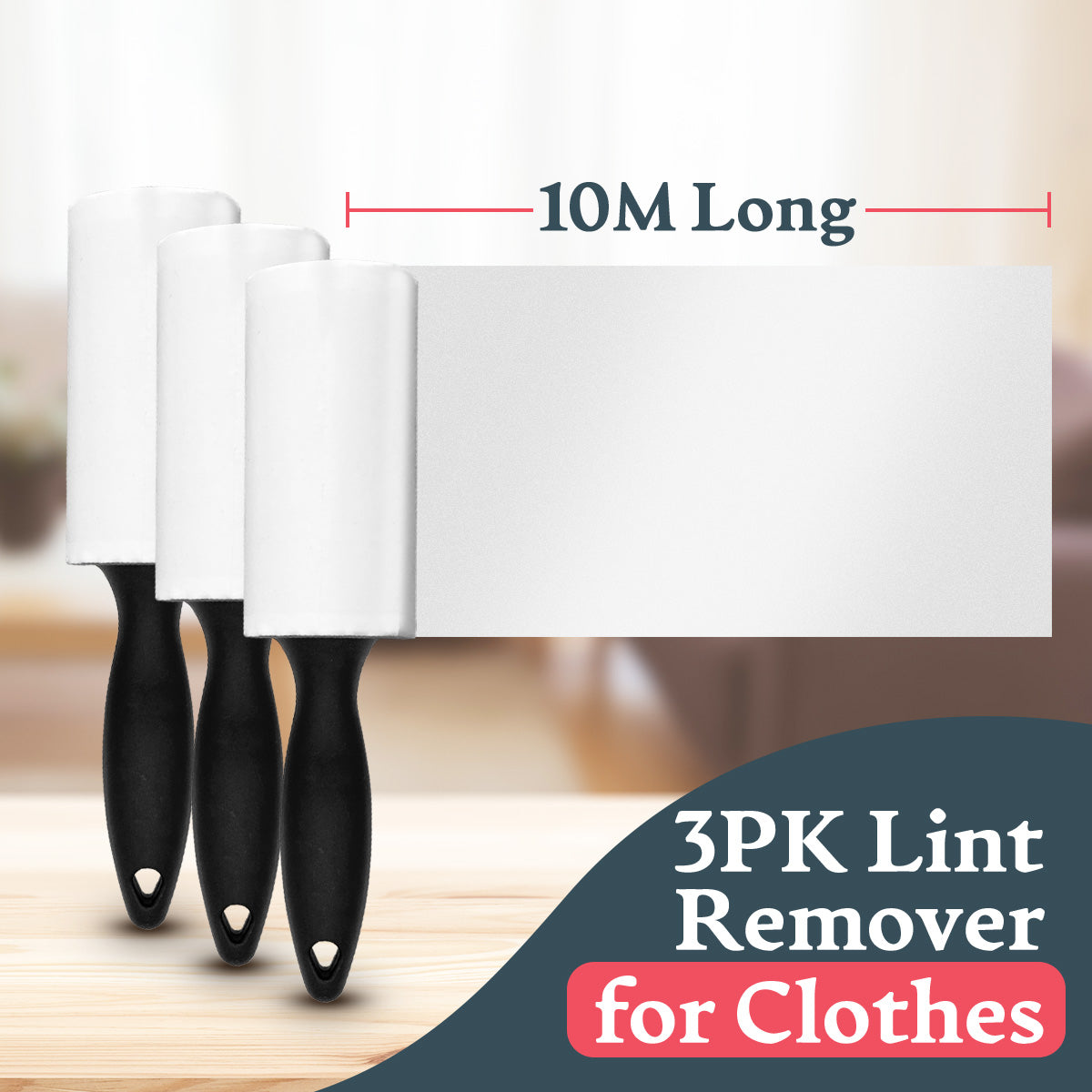 3pk x 10m Lint Roller Refills Rolls Pet Hair Clothes Fluff Dust Remover Sticky
