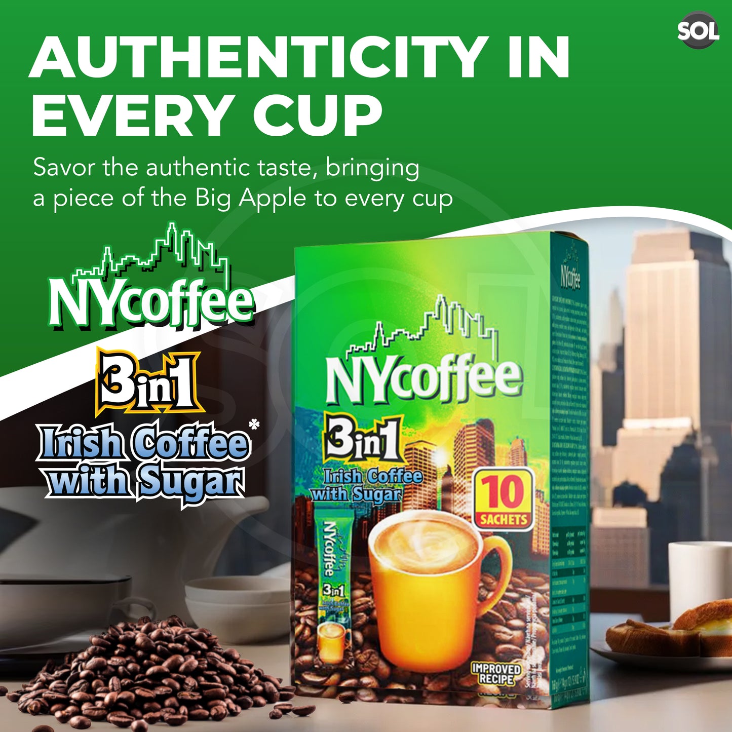 Instant Coffee Sachets 3 in 1 Irish | Bulk Pack 100