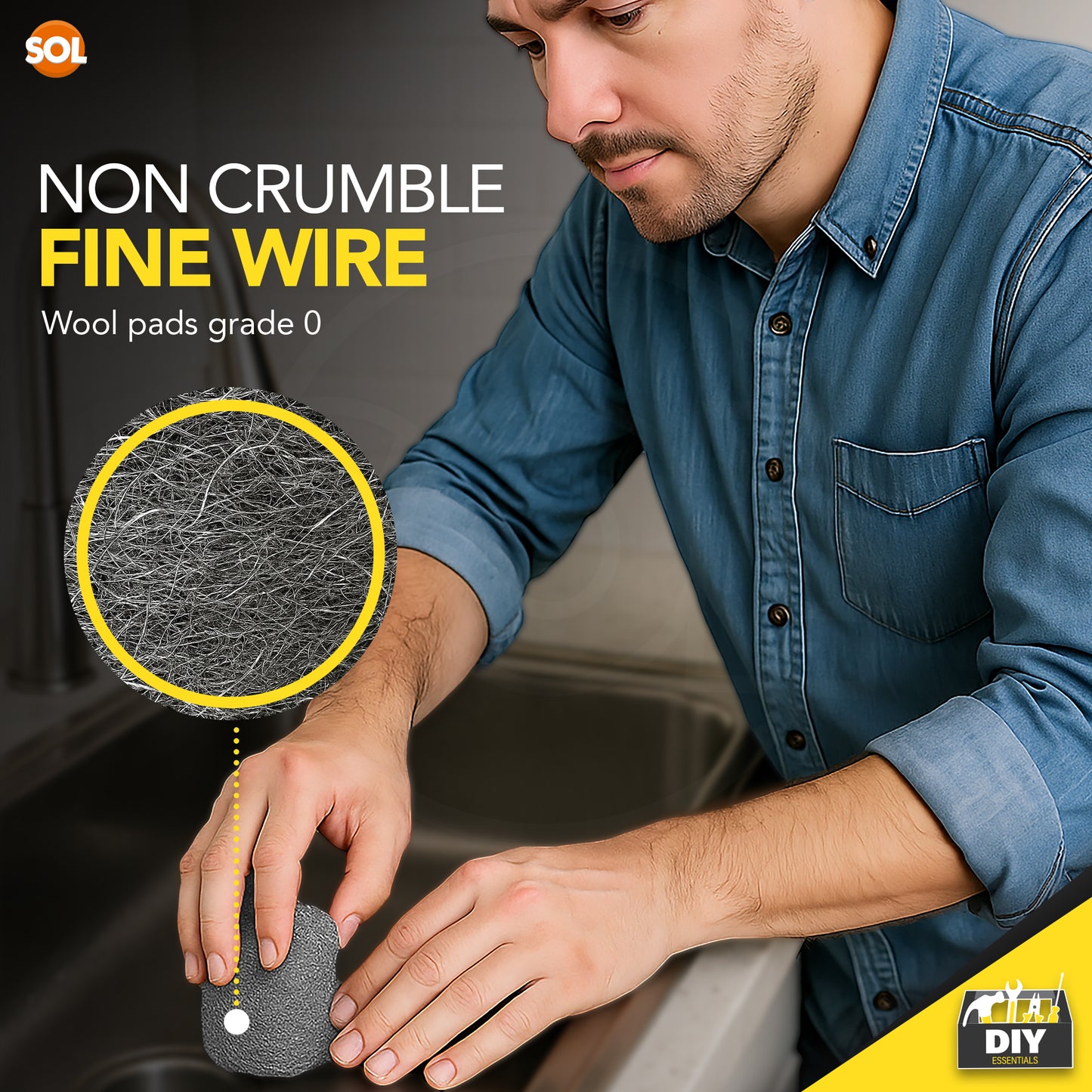 SOL 24pk Steel Wool Pads – Ultra Fine Grade 0000 Metal Scourers for Polishing, Rust Removal, Paint Prep – Versatile Scourers for Cleaning Wood, Metal, Furniture, Restoration and DIY Use