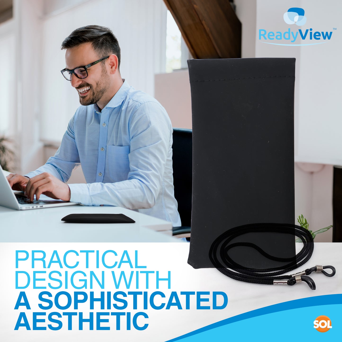 SOL 1pk Sunglasses Pouch & Cord, Soft Glasses Case for Men & Women Sunglasses Protective Glass Bag for Eyewear, Stylish & Durable Soft Pouch as Glasses Pouch & Cord Sticker