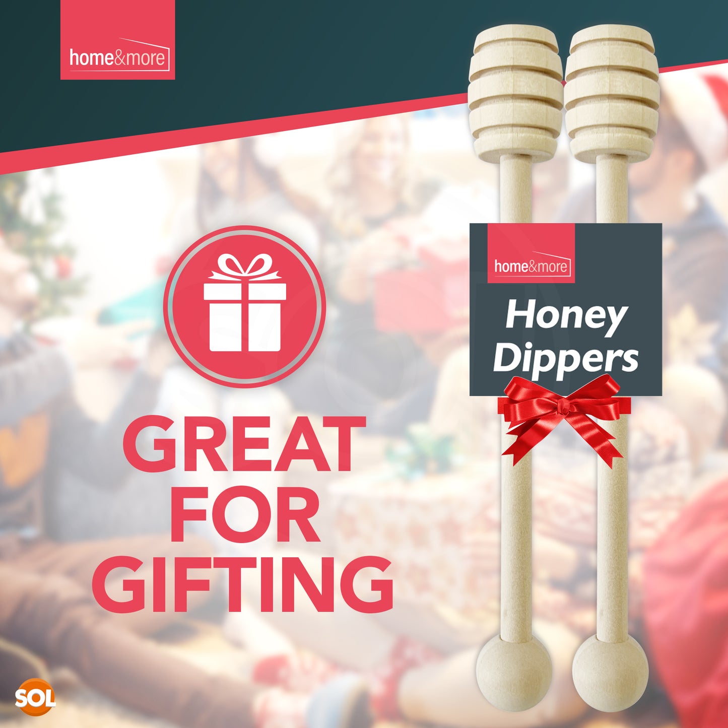 Wooden Honey Spoon 16cm Syrup Dipper Drizzler Stick | 2 Pack