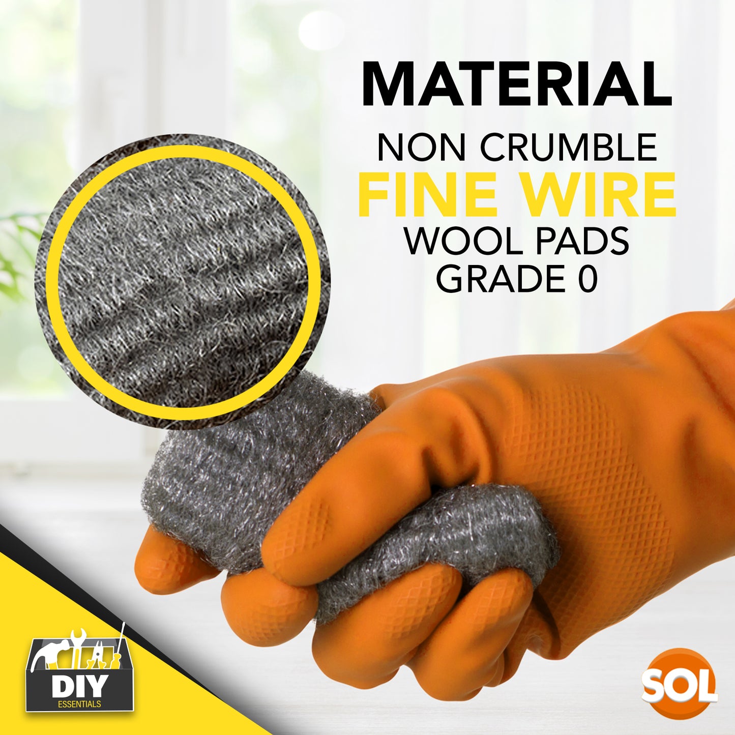 SOL 48pk Steel Wool Pads – Fine Grade 0 Metal Scourers for Polishing, Buffing, Rust Removal, Paint Prep – Multipurpose Scourers for Cleaning Wood, Furniture, Surfaces & DIY Tasks