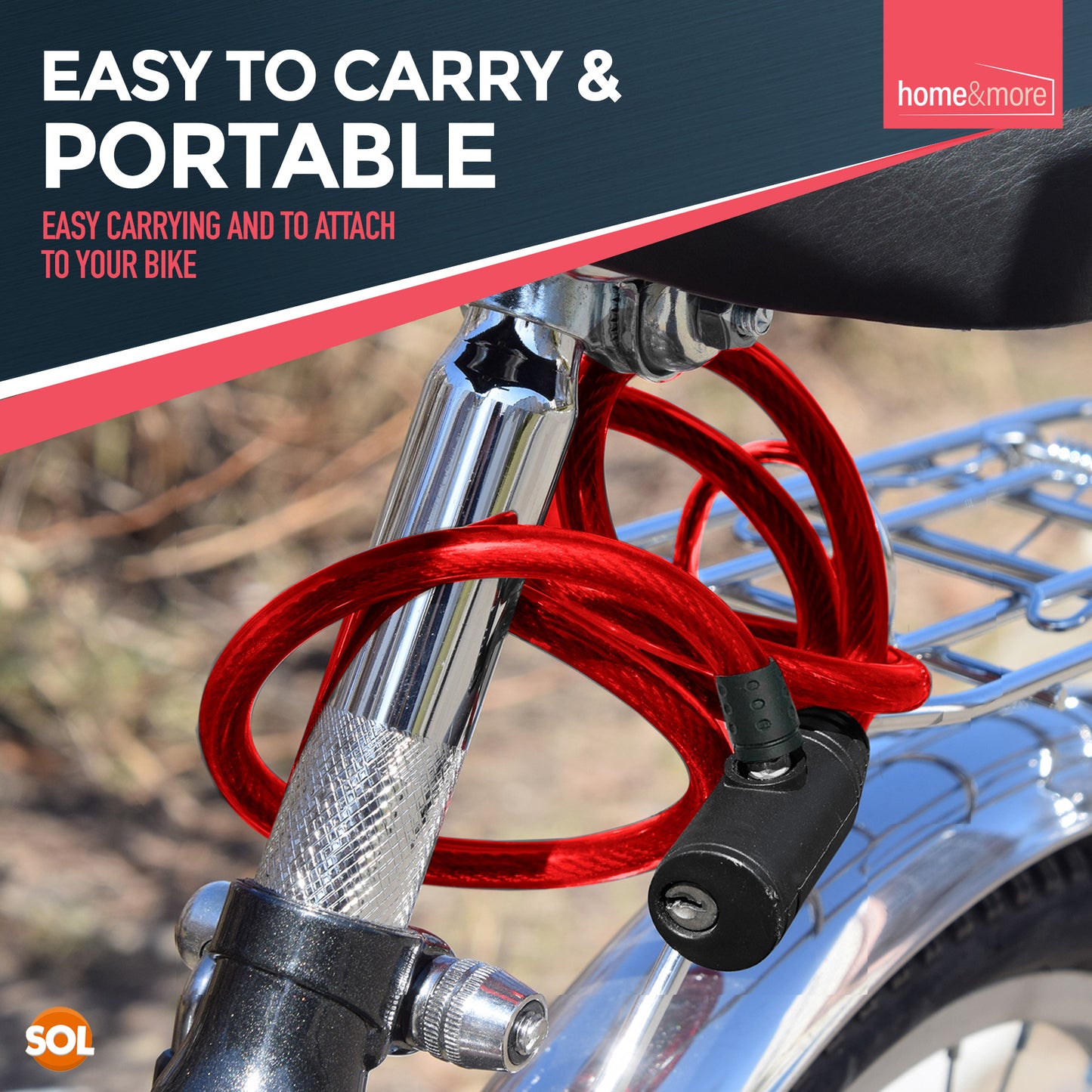 Bike Lock Cable with Keys 650mm | Steel Bicycle Security | 2 Pack