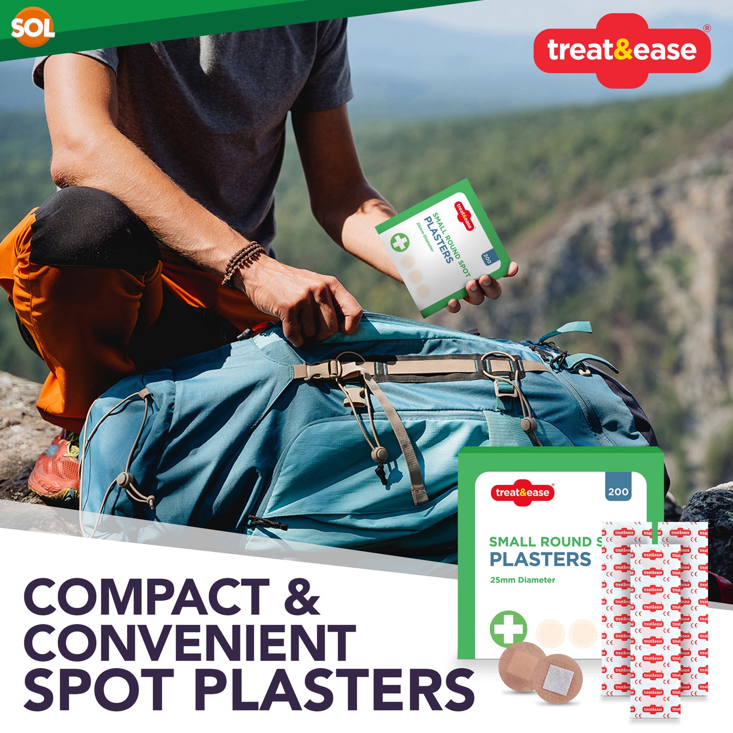 Round Spot Plasters 2.5cm | Washproof First Aid | 200 Pack