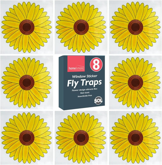 Window Sticker Fly Traps, Sunflower Design for Fruit Flies, Moth, Mosquitoes, Sticky Paper Indoor Catcher for Home Use