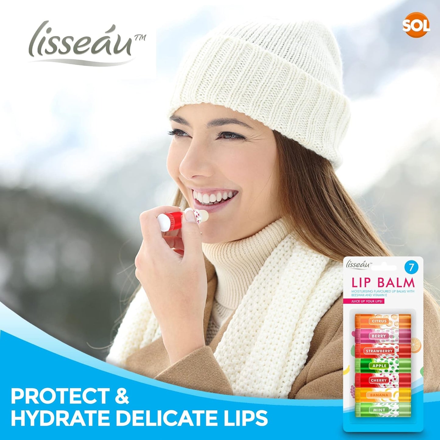 7pk Lip Balm Set Multi Pack Stick Fruit Flavoured Moisturising Beeswax Vitamin E