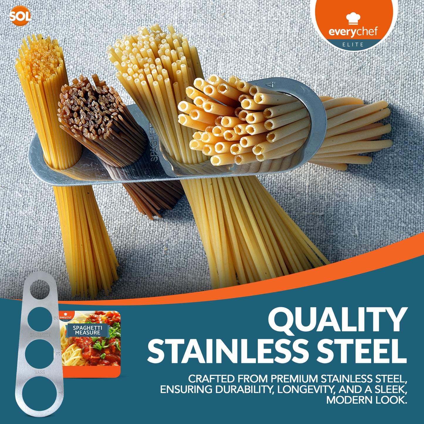 Spaghetti Pasta Measure Tool Stainless Steel | 1Ð4 Portion Guide