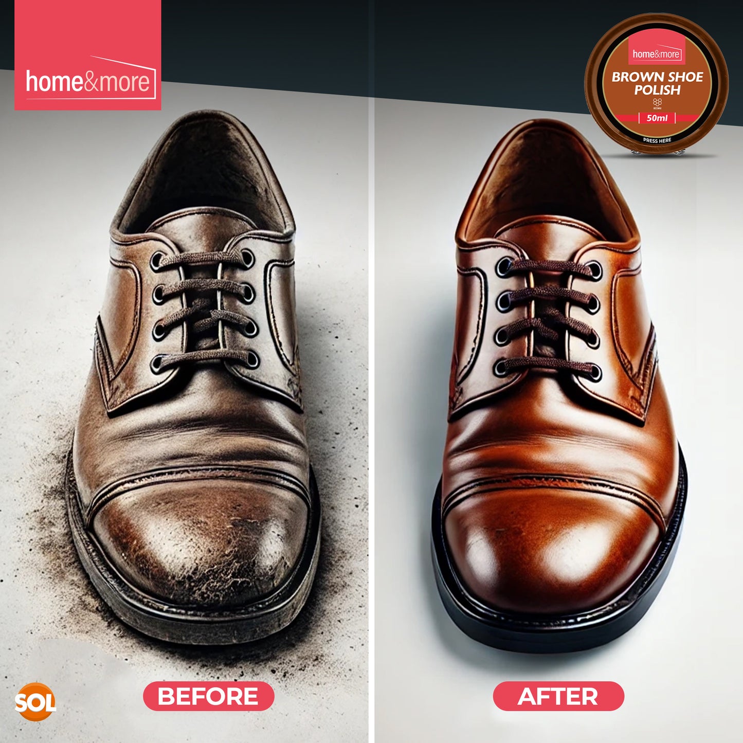 Wax Shoe Polish Brown 50ml Leather Boot Cleaner | 3 Pack