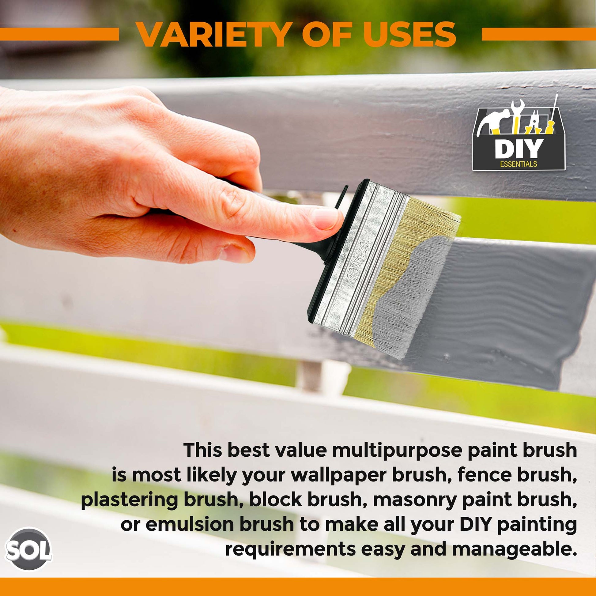96pk Bulk Fence Paint Brushes - Block Brush Set - Decking Paint Brush - Shed and Fence Brush - Masonry Paint Brush - Wallpaper Brush - Large Paint Brush for Maintenance, Repair and Home Improvement
