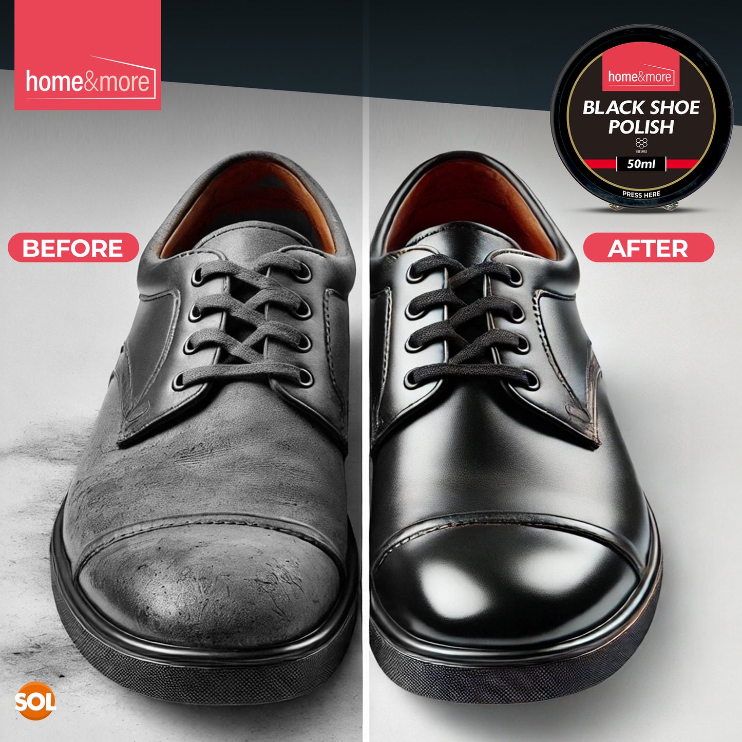 Wax Shoe Polish Black 50ml | Leather Boot Cleaner | 3 Pack