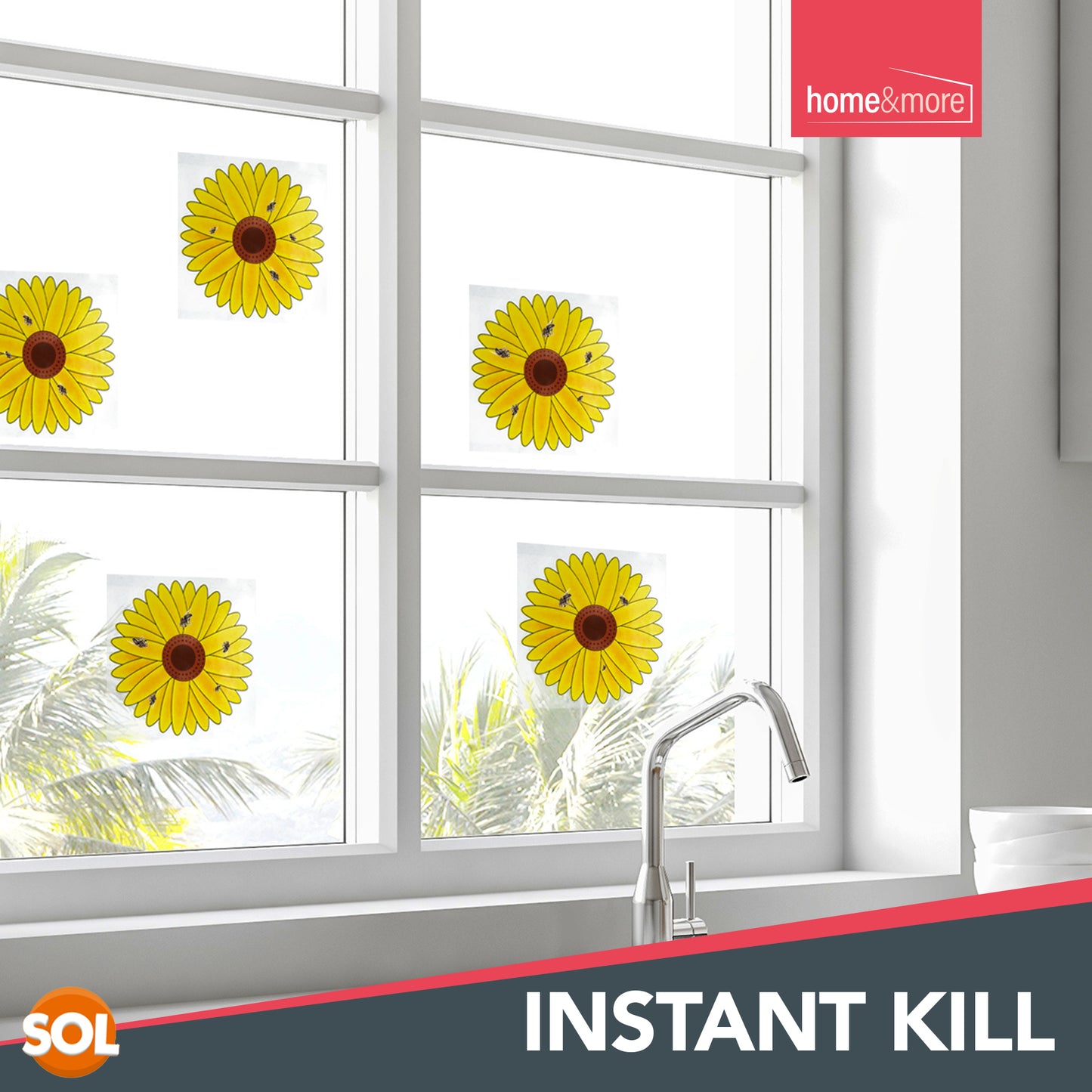 Window Sticker Fly Traps, Sunflower Design for Fruit Flies, Moth, Mosquitoes, Sticky Paper Indoor Catcher for Home Use