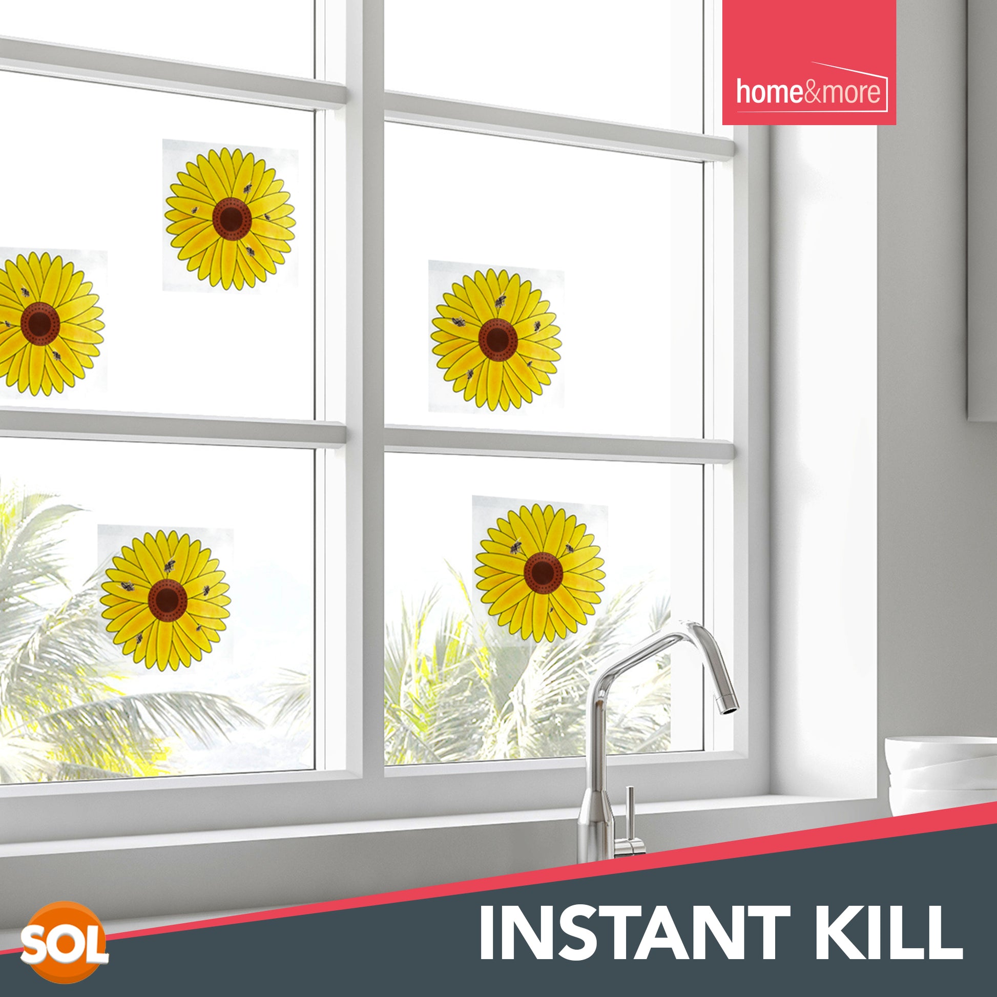 Window Sticker Fly Traps, Sunflower Design for Fruit Flies, Moth, Mosquitoes, Sticky Paper Indoor Catcher for Home Use