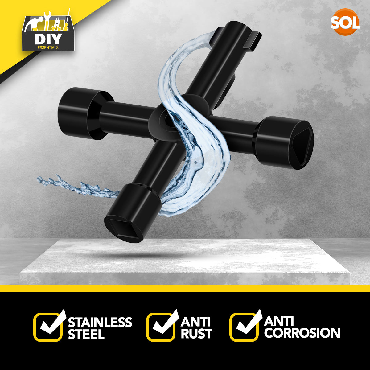 4-Way Utility Key | Multifunctional Meter & Cabinet | Anti-Rust Steel