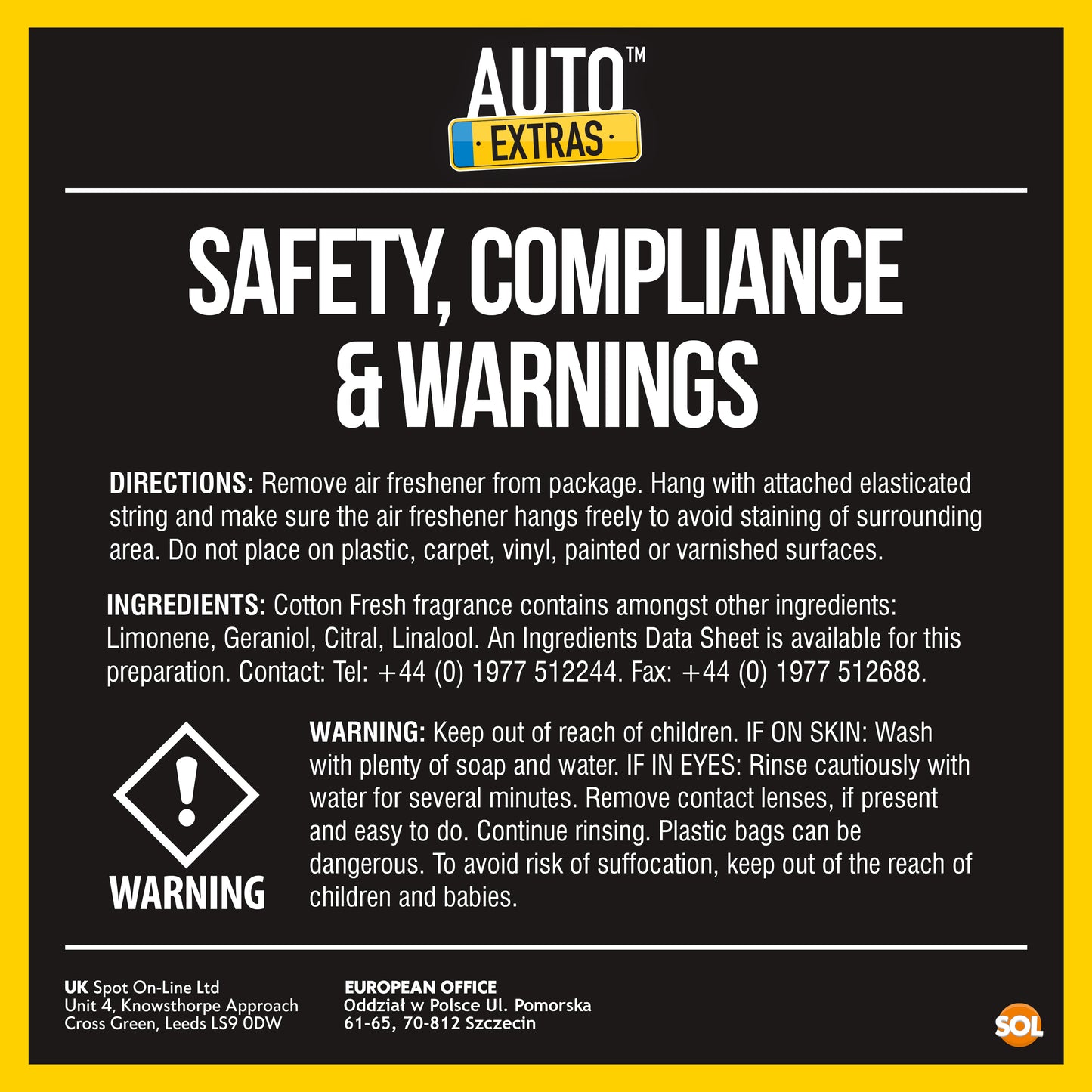 Candle Car Air Freshener Jar Cotton & New Car Scent | 3 Pack