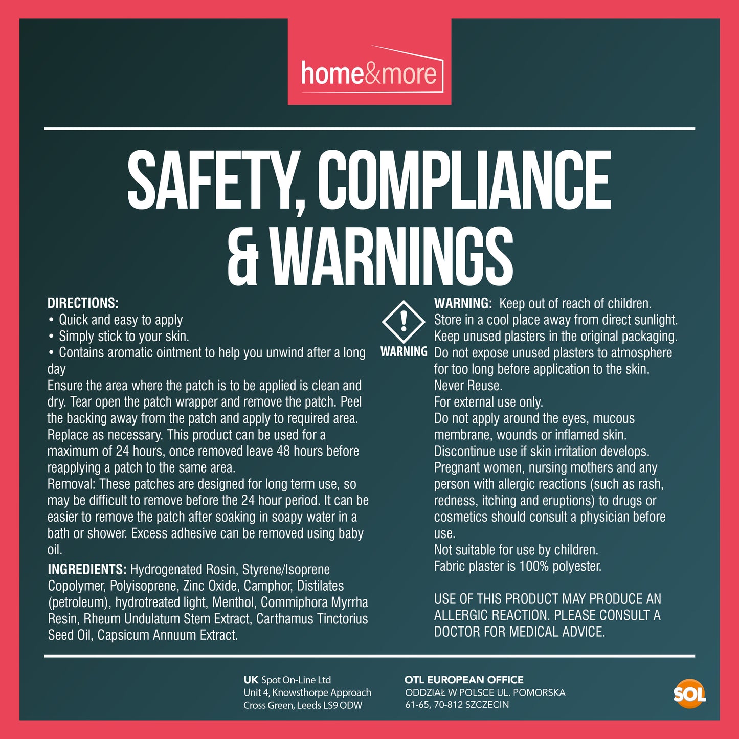 Dragon Balm Herbal Patch | Pain Relief Heat Plaster | 12 Pack