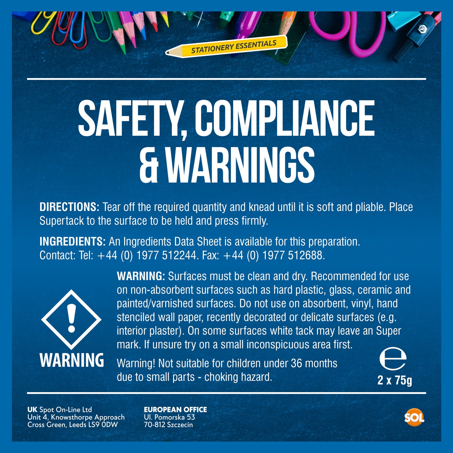 1-24 Tough Tack Blue Tac Reusable Sticky Adhesive Putty | 150g