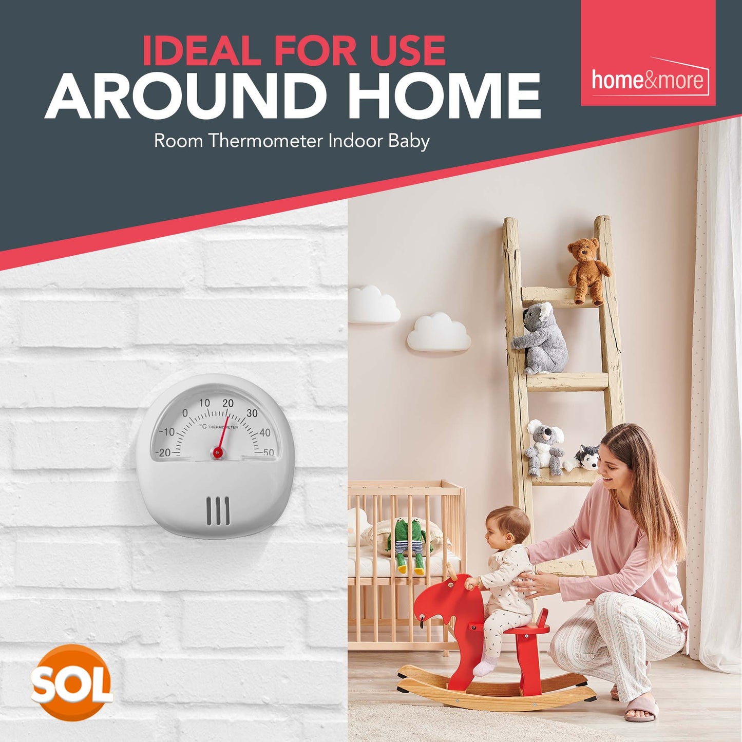 Magnetic Thermometer with Stand Fridge Freezer Room Mini Temperature Gauge Dial